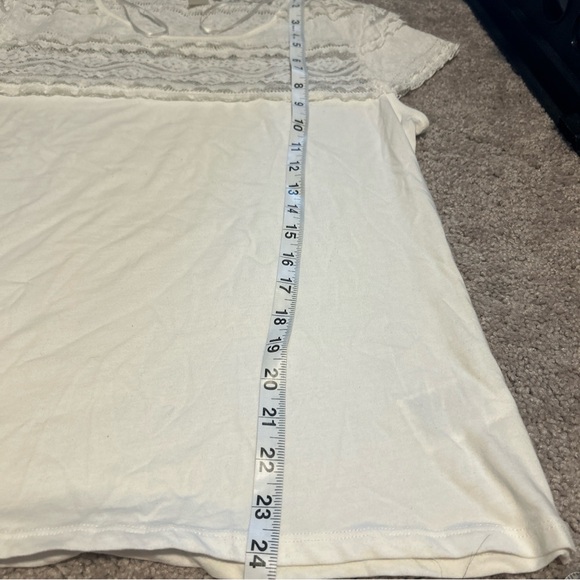 H&M Lace Trim Solid White Short Sleeve T-Shirt Slim Large Stretch 90s￼ - Picture 6 of 6